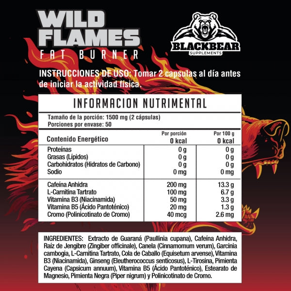 Wild Flames Fat Burner - 100 Cápsulas