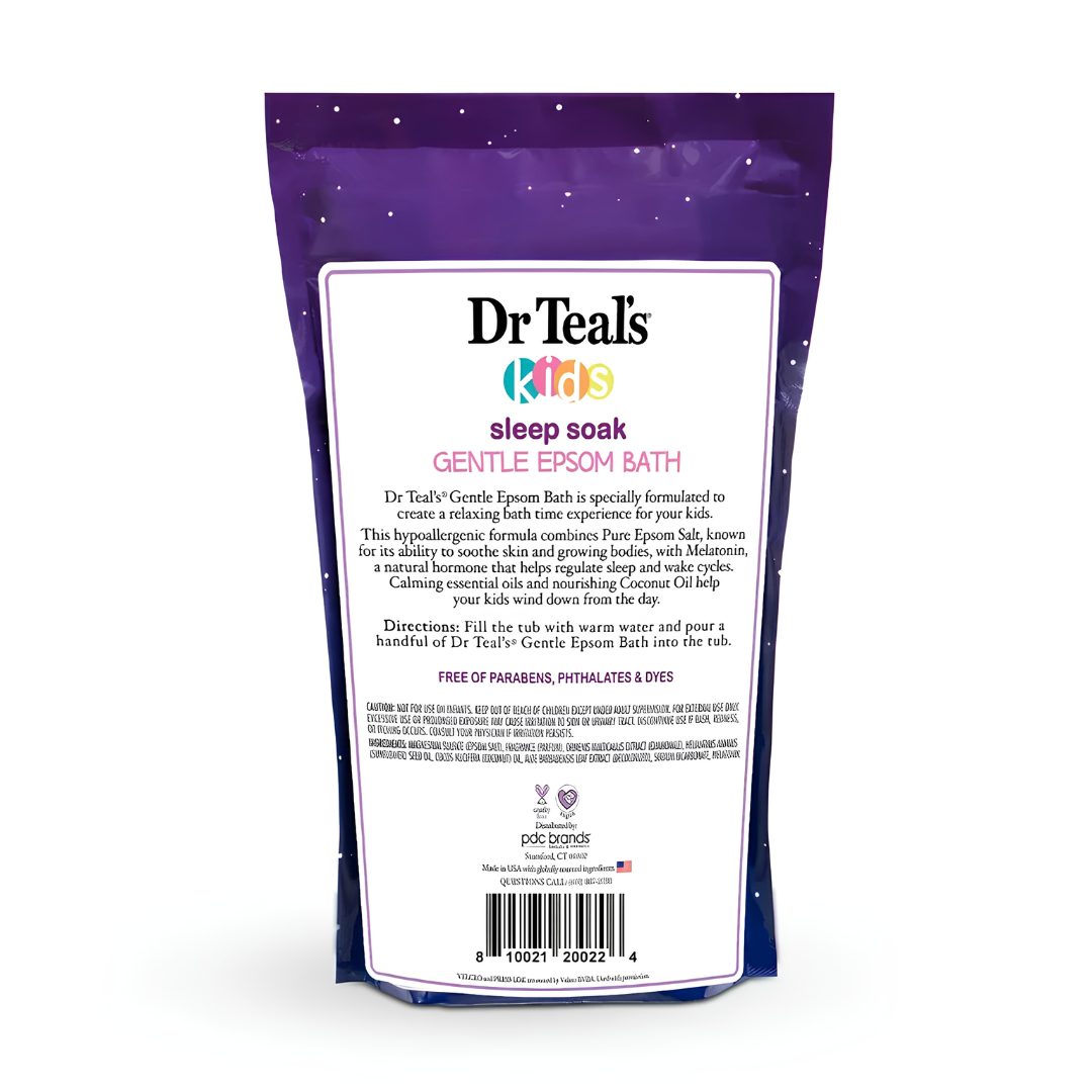 Dr Teal's Kids Gentle Epsom Bath Sleep Soak con Melatonina 2LBS