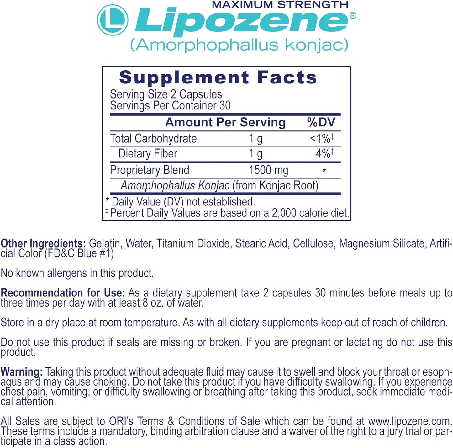 Lipozene Maximum Strength - 60 capsulas