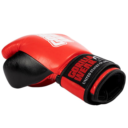 ASHTON PRO BOXING GLOVES RED BLACK